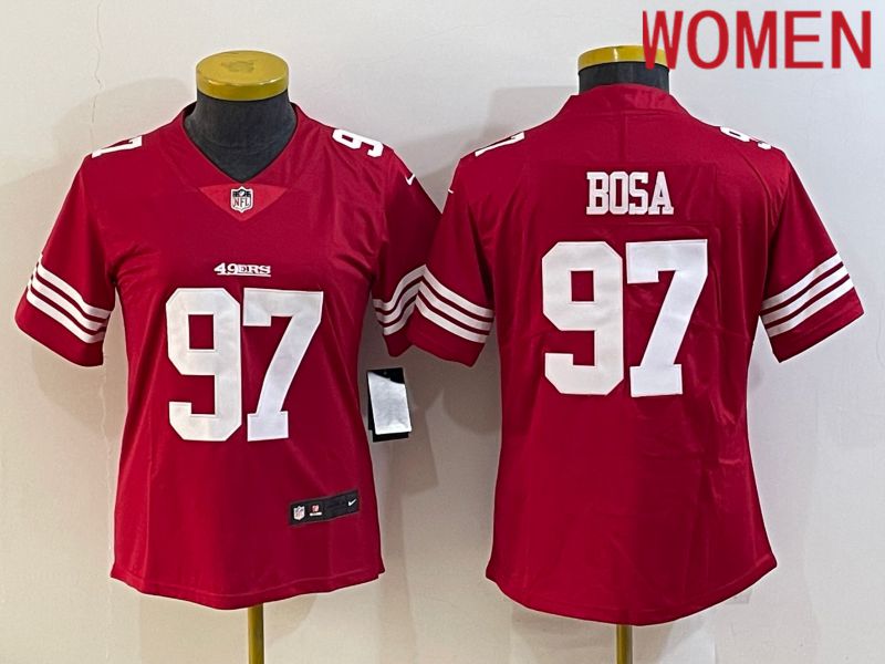 Women San Francisco 49ers 97 Bosa Red New 2022 Nike Limited Vapor Untouchable NFL Jersey